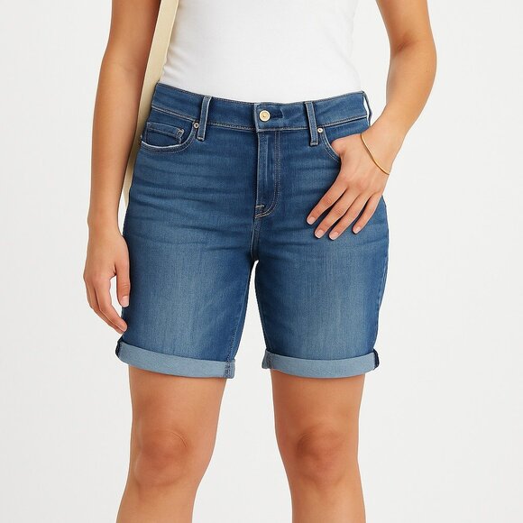 Levi’s Signature‎ Denim Jean Shorts Womens Size 22 Modern Skinny Rolled Hem - Picture 1 of 13